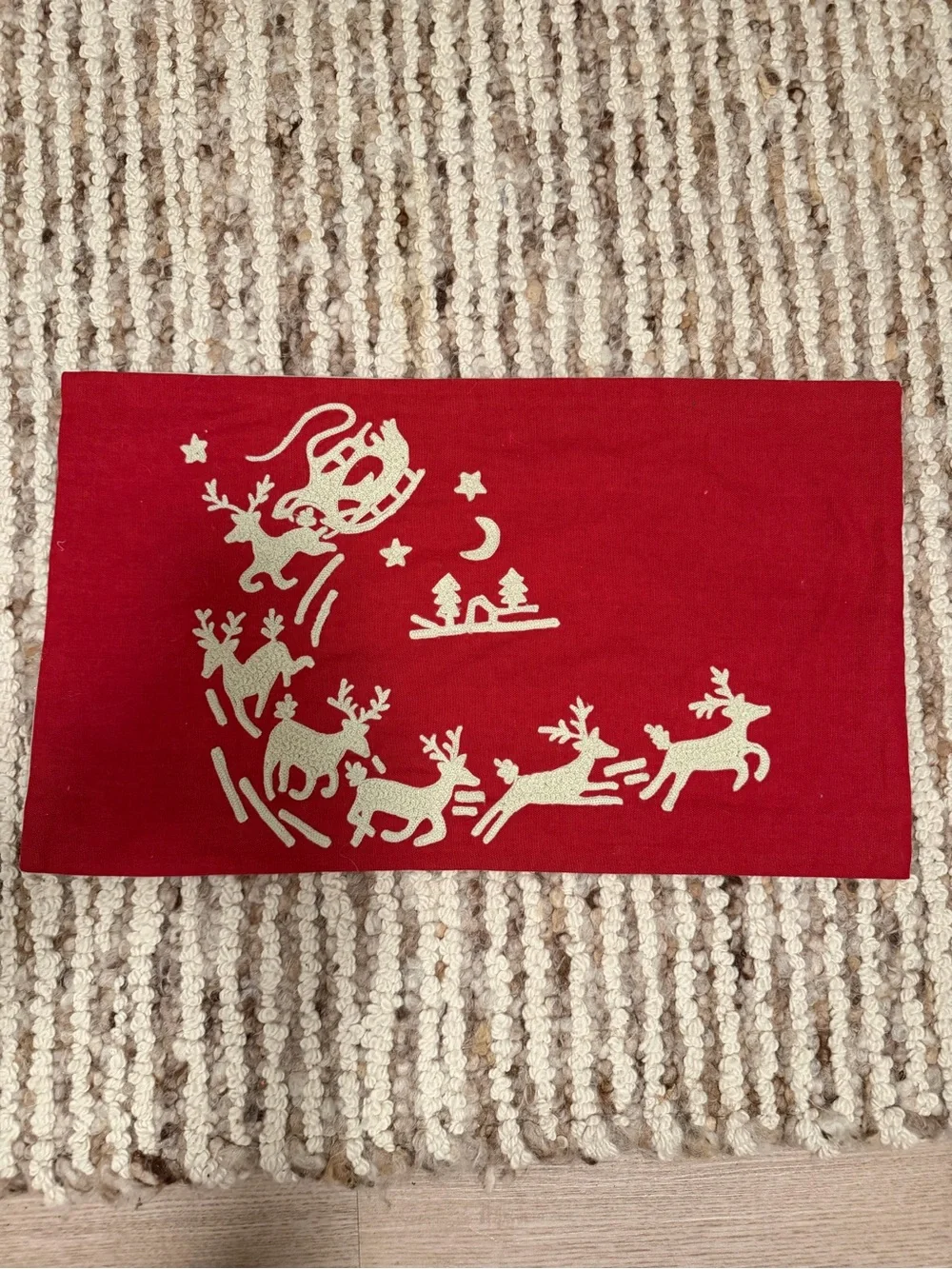 Sarita Handa Embroidered Christmas Pillow Cover 12x21